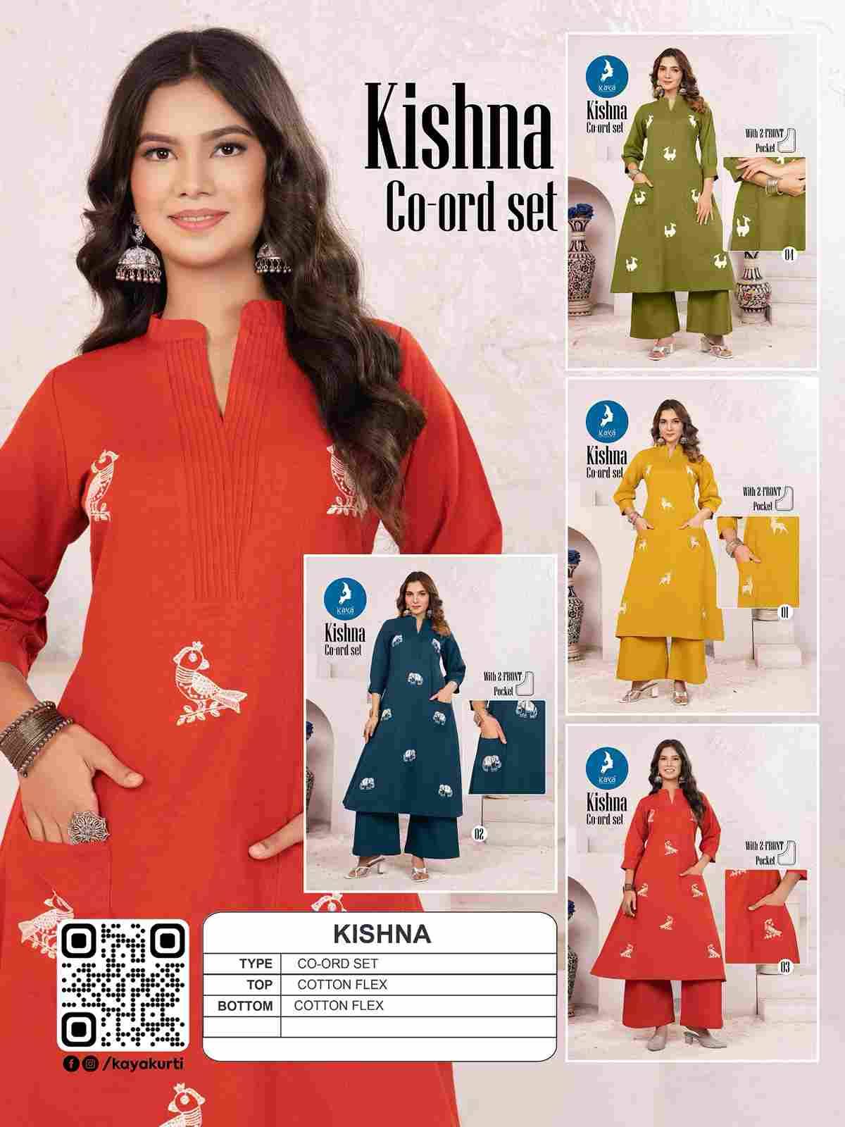 Kishna By Kaya 01 To 04 Series Designer Stylish Fancy Colorful Beautiful Party Wear & Ethnic Wear Collection Cotton Flex Co-Ords At Wholesale Price
