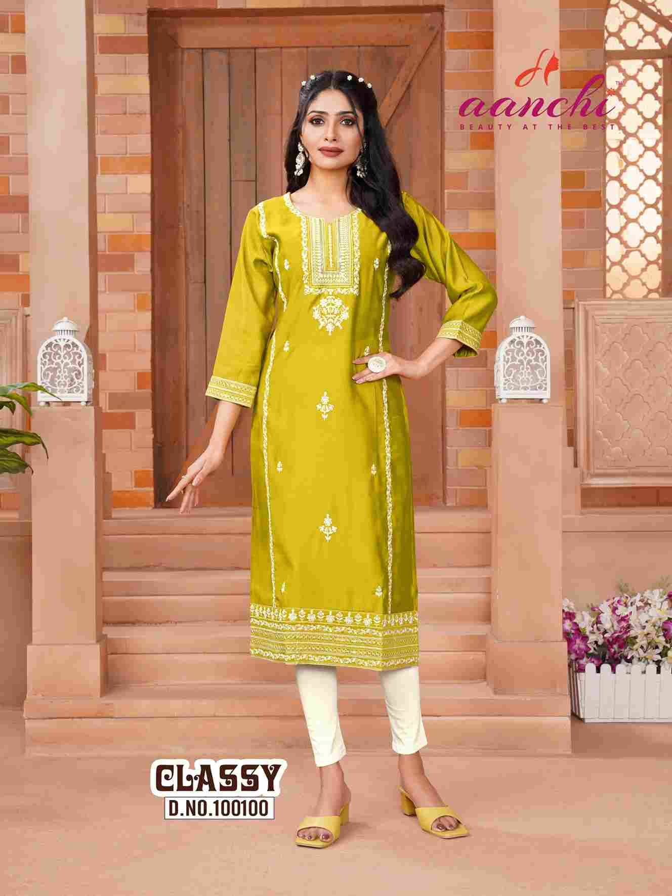 Classy By Aanchi 100099 To 100103 Series Designer Stylish Fancy Colorful Beautiful Party Wear & Ethnic Wear Collection Roman Silk Kurtis At Wholesale Price