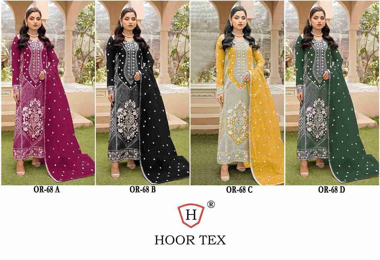 Hoor Tex Hit Design OR-68 Colours By Hoor Tex OR-68-A To OR-68-D Series Beautiful Pakistani Suits Stylish Colorful Fancy Casual Wear & Ethnic Wear Heavy Organza Embroidered Dresses At Wholesale Price