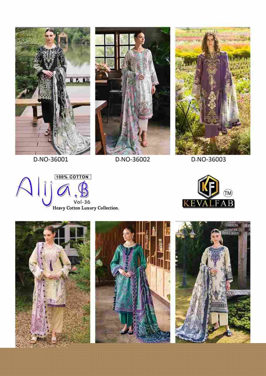 Alija.B Vol-36 By Keval Fab 36001 To 36006 Series Beautiful Stylish Festive Suits Fancy Colorful Casual Wear & Ethnic Wear & Ready To Wear Heavy Cotton Print Dresses At Wholesale Price