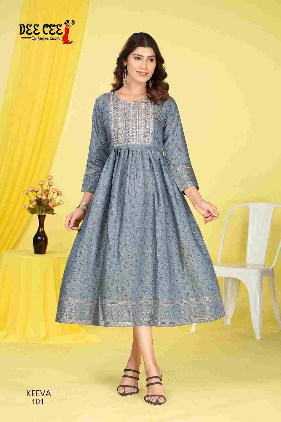 Keeva By Dee Cee 101 To 106 Series Designer Stylish Fancy Colorful Beautiful Party Wear & Ethnic Wear Collection Roman Shimmer Kurtis At Wholesale Price