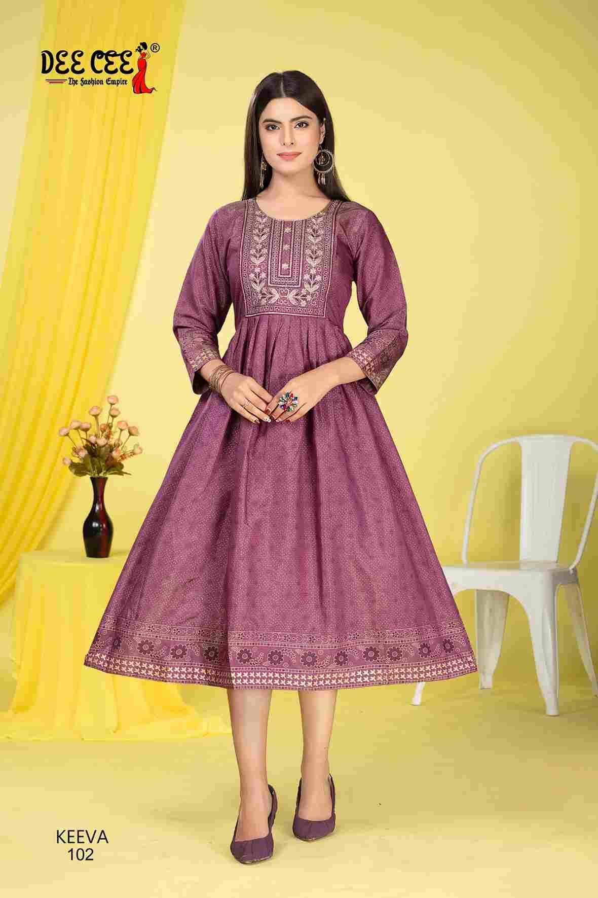 Keeva By Dee Cee 101 To 106 Series Designer Stylish Fancy Colorful Beautiful Party Wear & Ethnic Wear Collection Roman Shimmer Kurtis At Wholesale Price