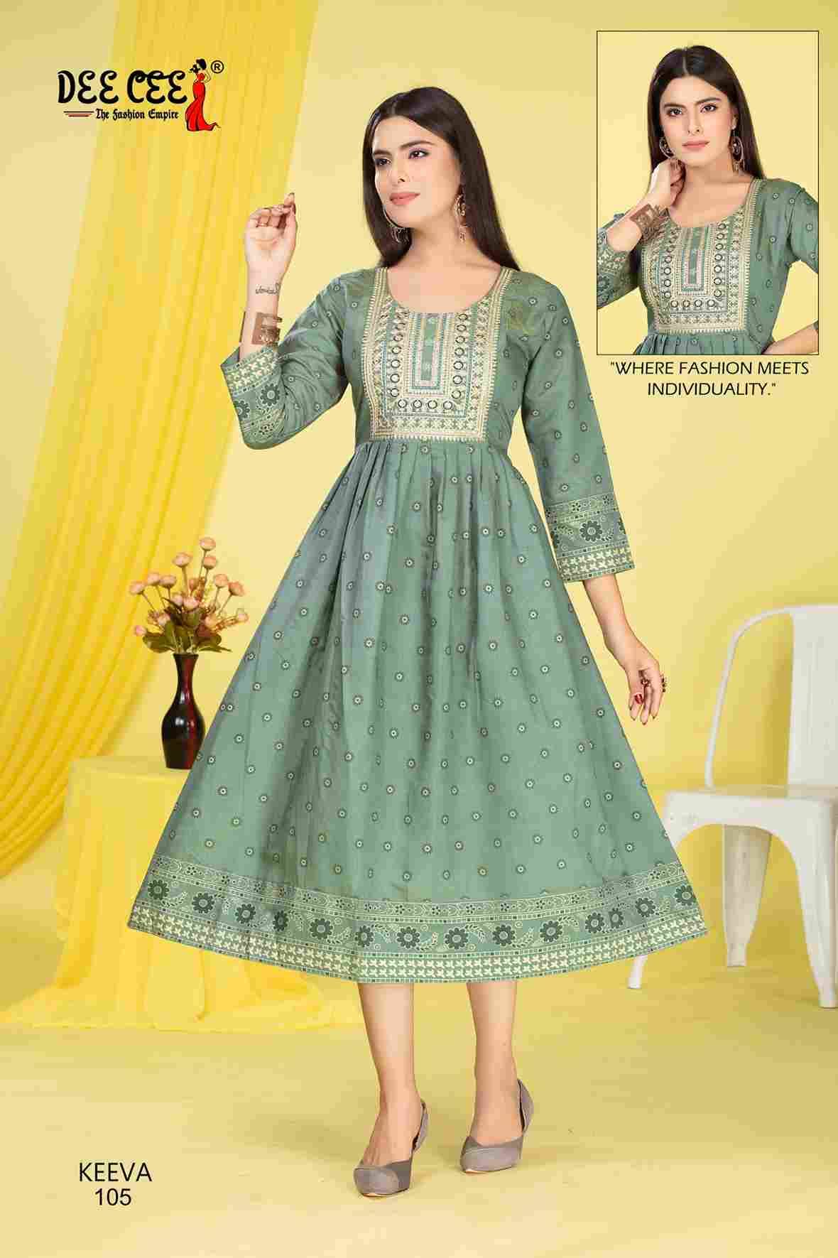 Keeva By Dee Cee 101 To 106 Series Designer Stylish Fancy Colorful Beautiful Party Wear & Ethnic Wear Collection Roman Shimmer Kurtis At Wholesale Price