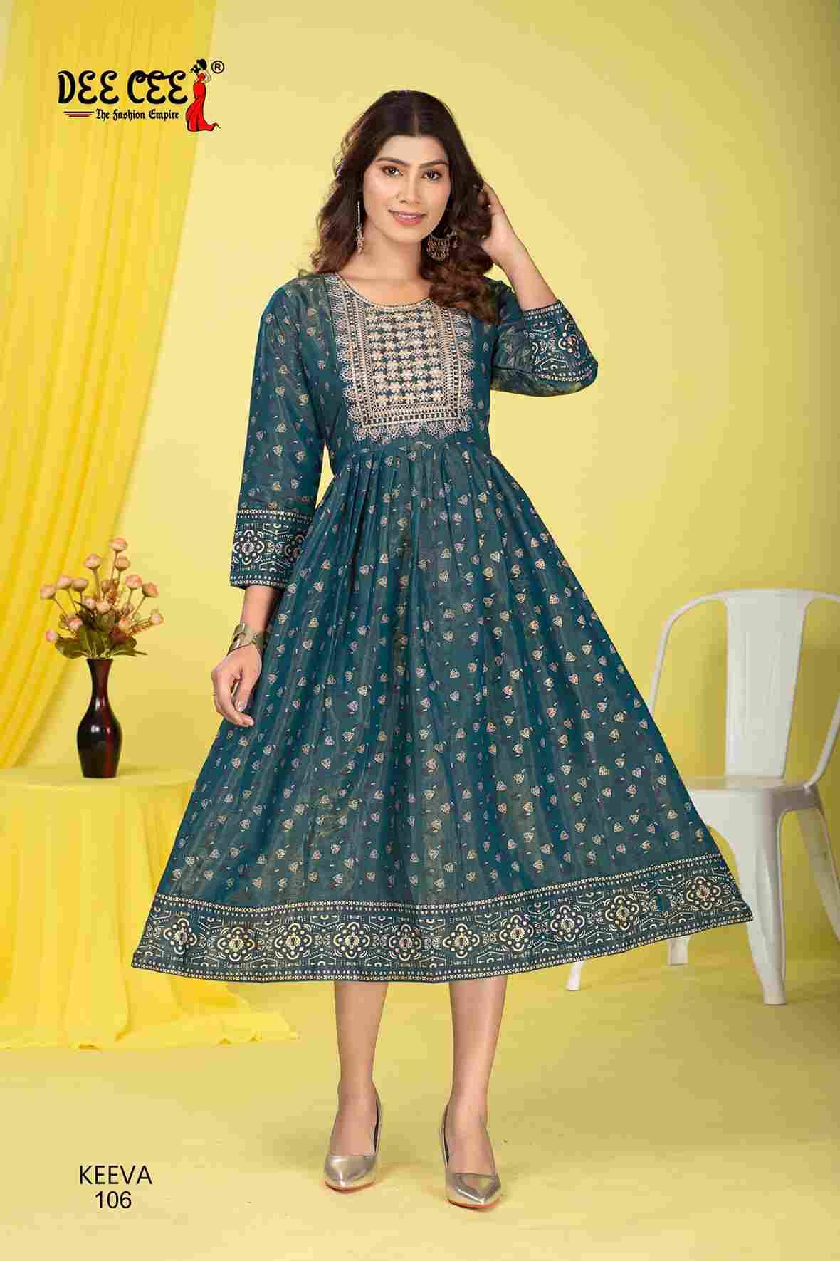 Keeva By Dee Cee 101 To 106 Series Designer Stylish Fancy Colorful Beautiful Party Wear & Ethnic Wear Collection Roman Shimmer Kurtis At Wholesale Price