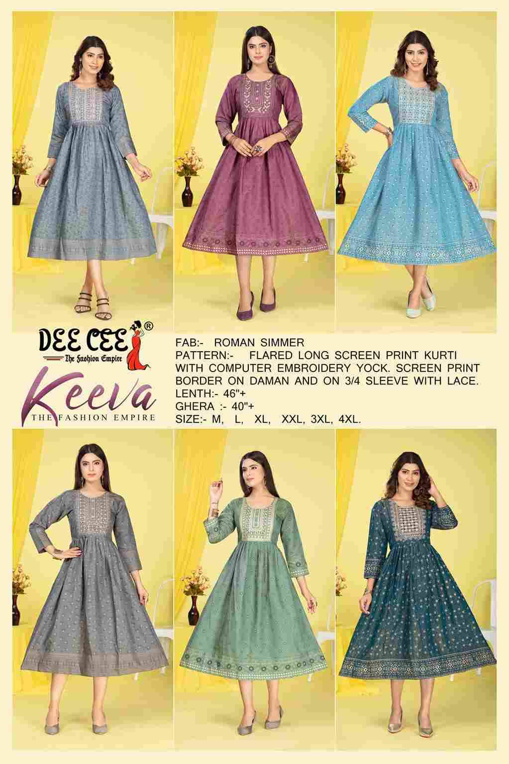 Keeva By Dee Cee 101 To 106 Series Designer Stylish Fancy Colorful Beautiful Party Wear & Ethnic Wear Collection Roman Shimmer Kurtis At Wholesale Price