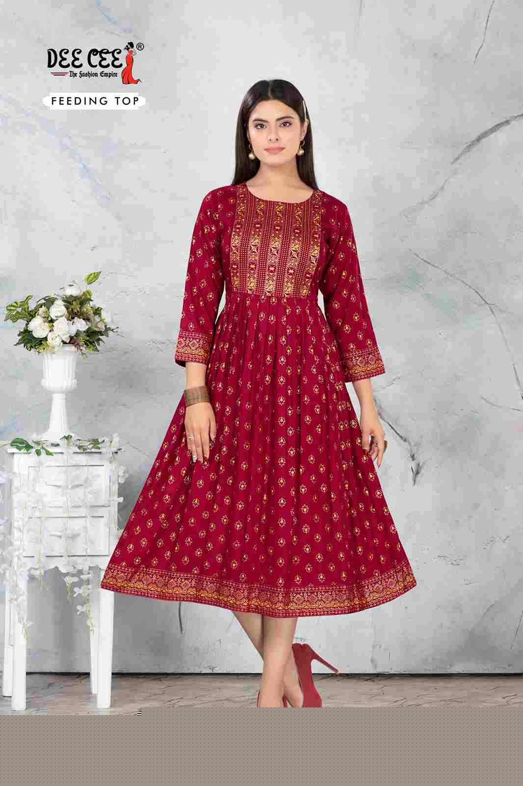 Raazi By Dee Cee 101 To 106 Series Designer Stylish Fancy Colorful Beautiful Party Wear & Ethnic Wear Collection Rayon Print Kurtis At Wholesale Price