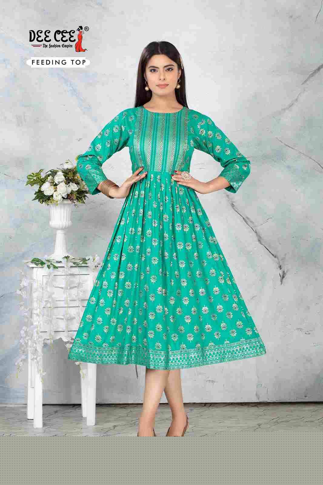 Raazi By Dee Cee 101 To 106 Series Designer Stylish Fancy Colorful Beautiful Party Wear & Ethnic Wear Collection Rayon Print Kurtis At Wholesale Price