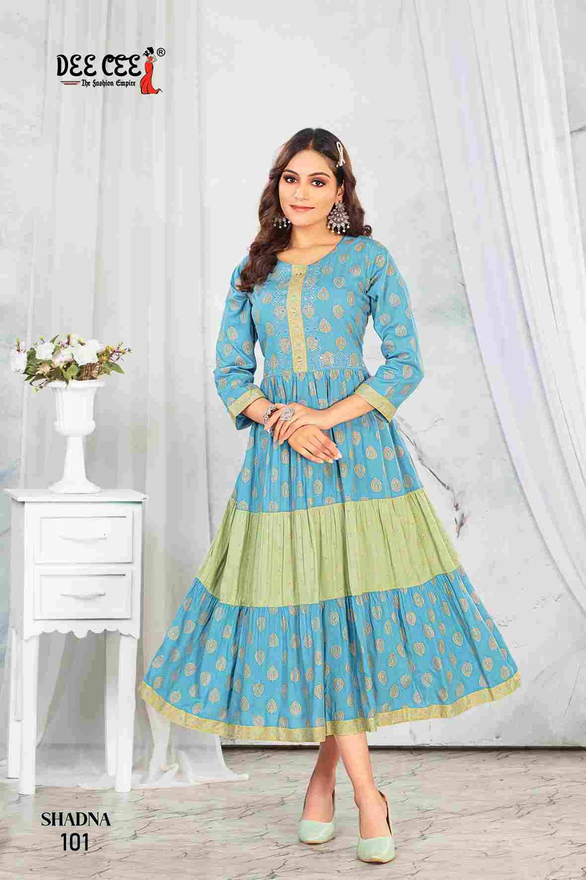 Shadna By Dee Cee 101 To 106 Series Designer Stylish Fancy Colorful Beautiful Party Wear & Ethnic Wear Collection Rayon Print Kurtis At Wholesale Price