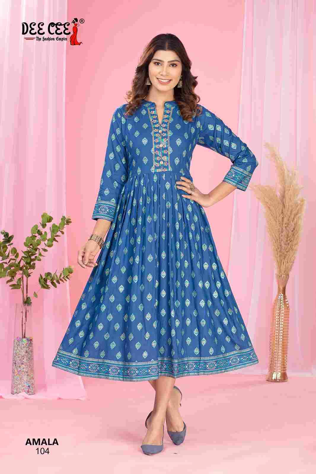 Amala By Dee Cee 101 To 106 Series Designer Stylish Fancy Colorful Beautiful Party Wear & Ethnic Wear Collection Rayon Print Kurtis At Wholesale Price