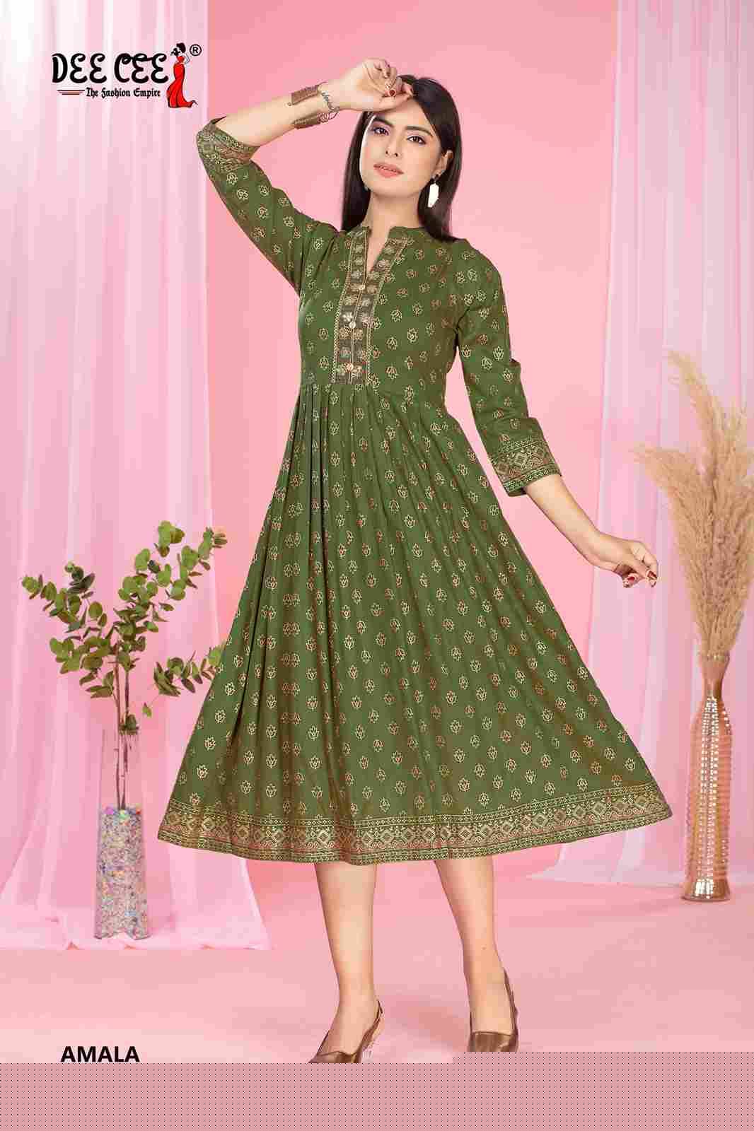 Amala By Dee Cee 101 To 106 Series Designer Stylish Fancy Colorful Beautiful Party Wear & Ethnic Wear Collection Rayon Print Kurtis At Wholesale Price