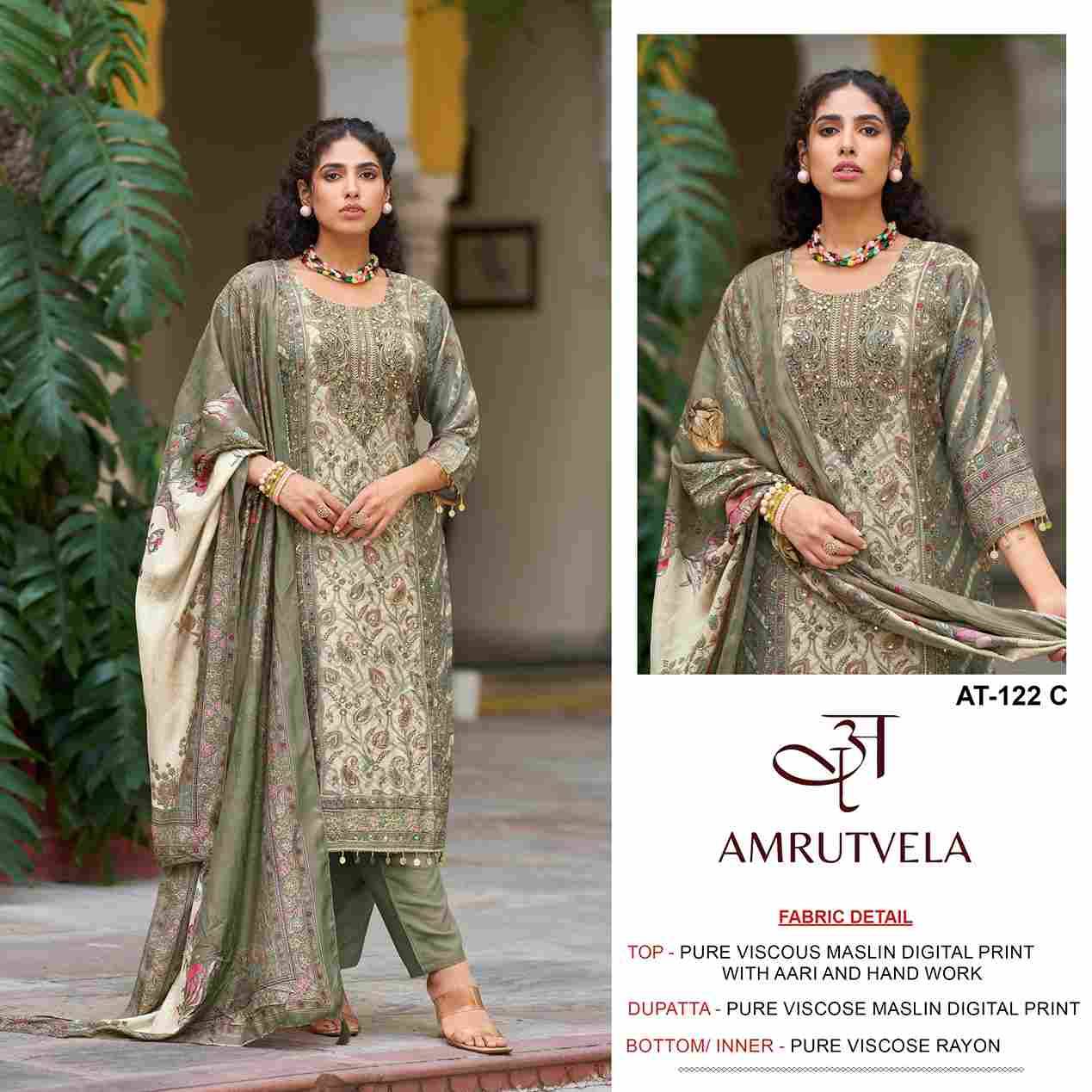 Amrutvela Hit Design AT-122 Colours By Amrutvela AT-122-A To AT-122-D Series Designer Pakistani Suits Collection Beautiful Stylish Fancy Colorful Party Wear & Occasional Wear Viscose Muslin Dresses At Wholesale Price