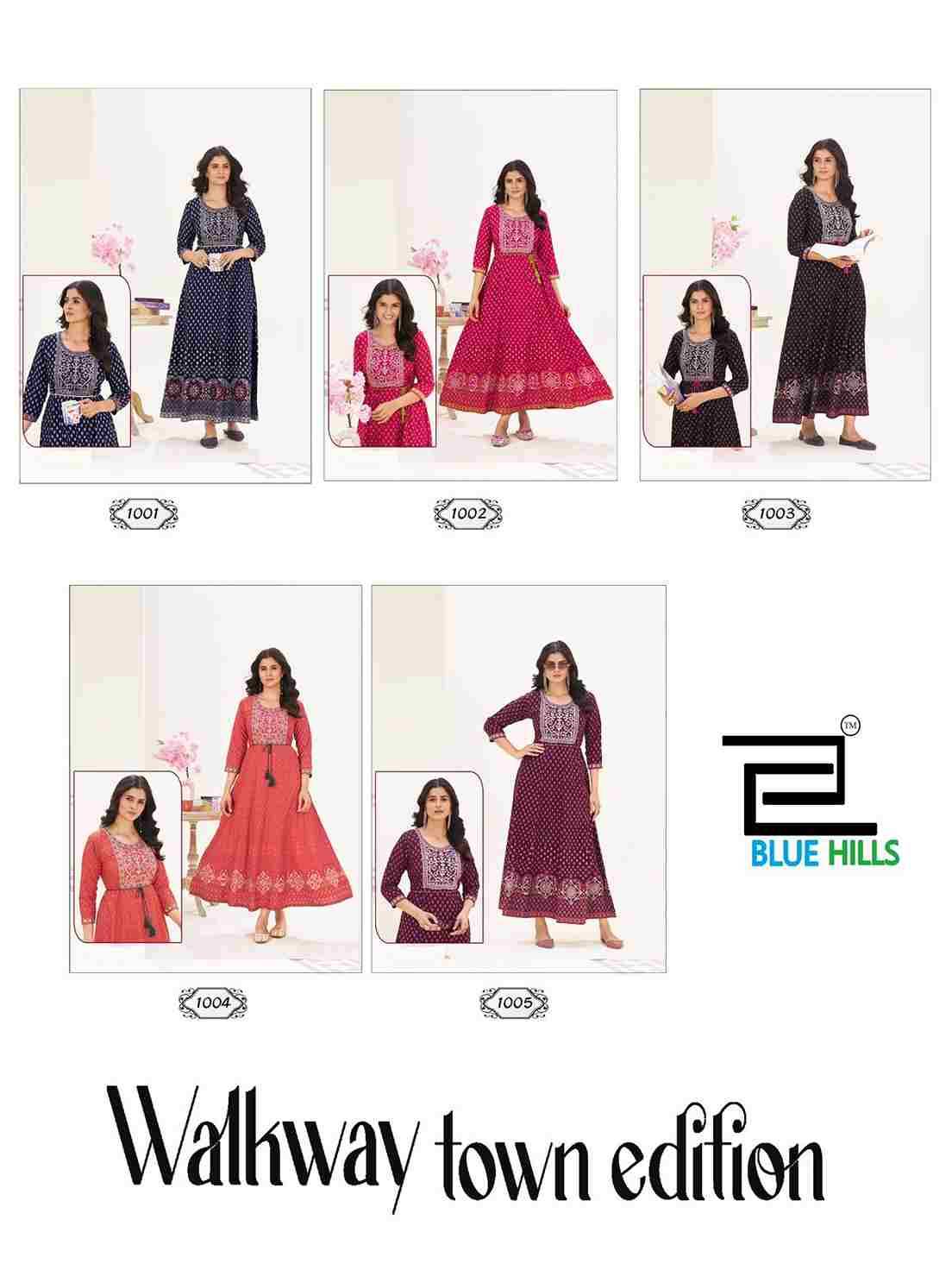 Walkway Town Edition By Blue Hills 1001 To 1005 Series Designer Stylish Fancy Colorful Beautiful Party Wear & Ethnic Wear Collection Heavy Rayon Gowns At Wholesale Price