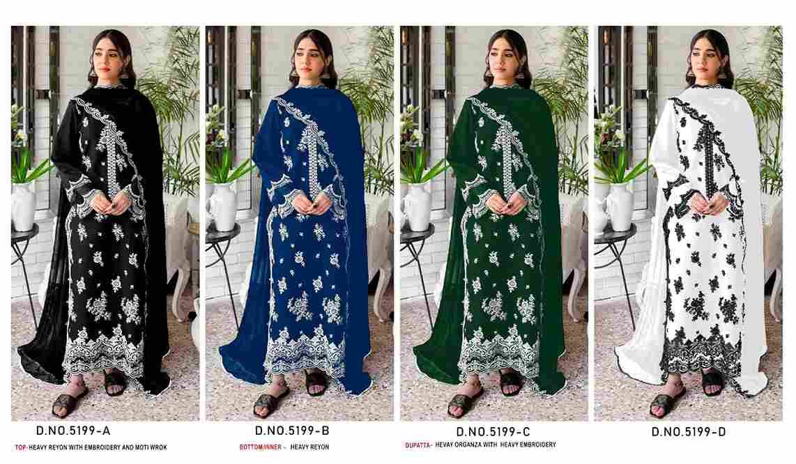Pakistani 5199 Colours By Fashid Wholesale 5199-A To 5199-D Series Designer Pakistani Suits Beautiful Fancy Stylish Colorful Party Wear & Occasional Wear Heavy Rayon Embroidery Dresses At Wholesale Price