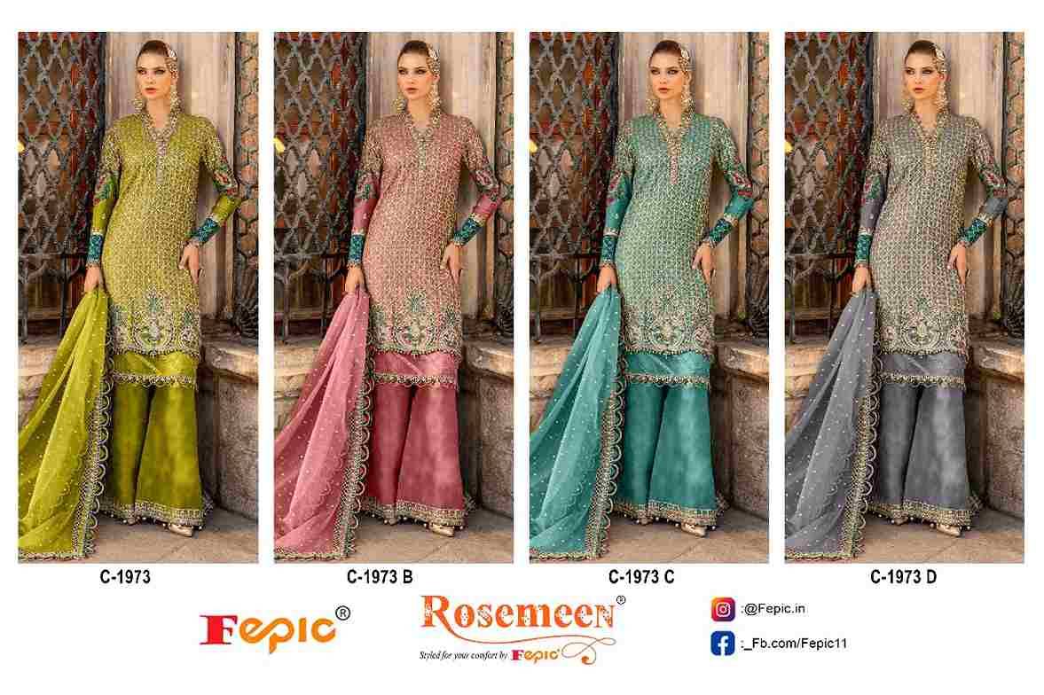 Fepic 1973 Colours By Fepic 1973-A To 1973-D Series Beautiful Pakistani Suits Stylish Fancy Colorful Party Wear & Occasional Wear Organza Embroidered Dresses At Wholesale Price