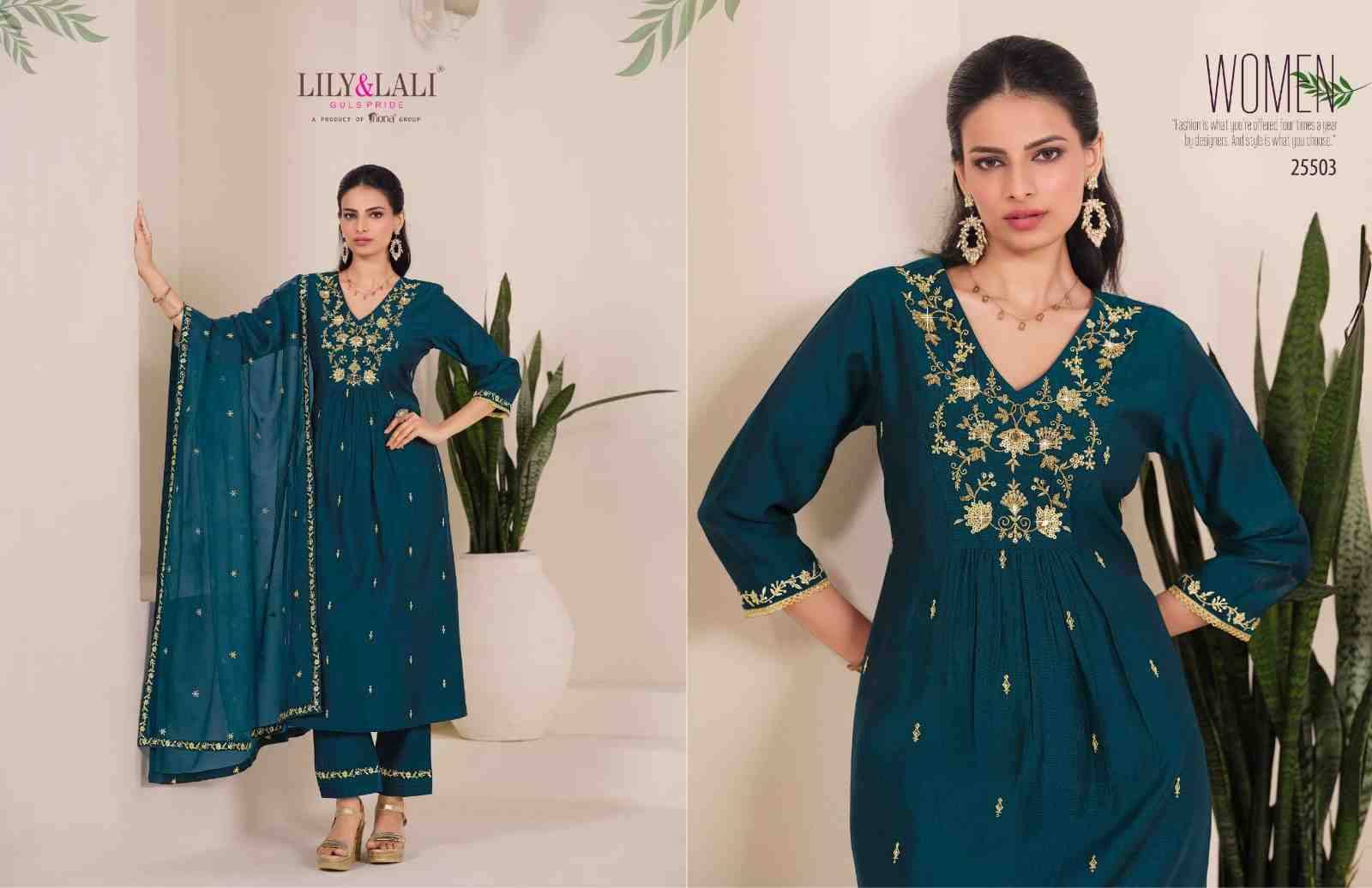 Zari By Lily And Lali 25501 To 25506 Series Beautiful Festive Suits Colorful Stylish Fancy Casual Wear & Ethnic Wear Viscose Dresses At Wholesale Price