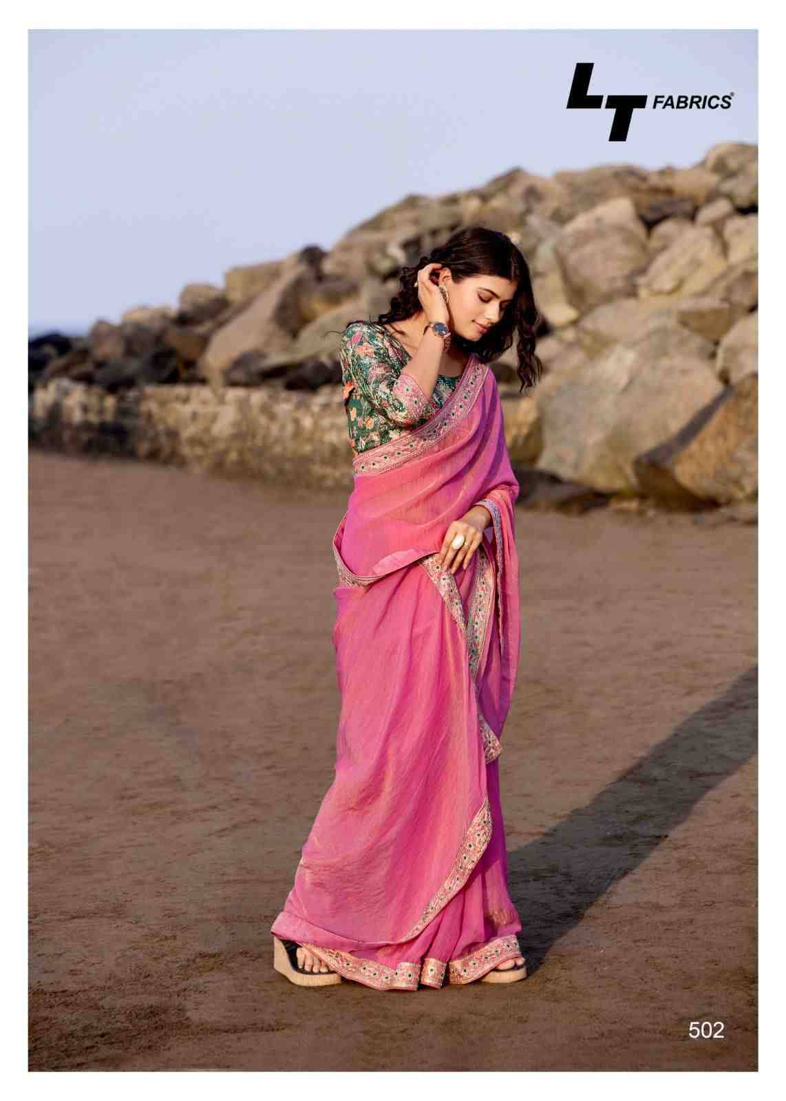 Magnolia Vol-5 By LT Fabrics 501 To 506 Series Indian Traditional Wear Collection Beautiful Stylish Fancy Colorful Party Wear & Occasional Wear Malai Silk Sarees At Wholesale Price