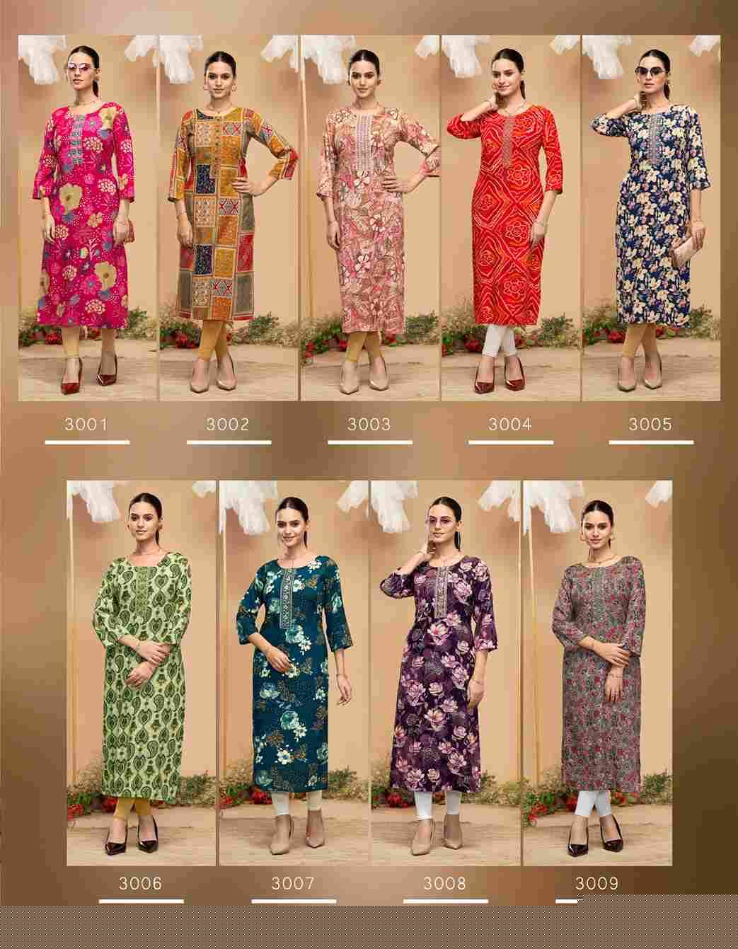 Alisha Vol-3 By Radhika Lifestyle 3001 To 3009 Series Designer Stylish Fancy Colorful Beautiful Party Wear & Ethnic Wear Collection Pure Rayon Print Kurtis At Wholesale Price