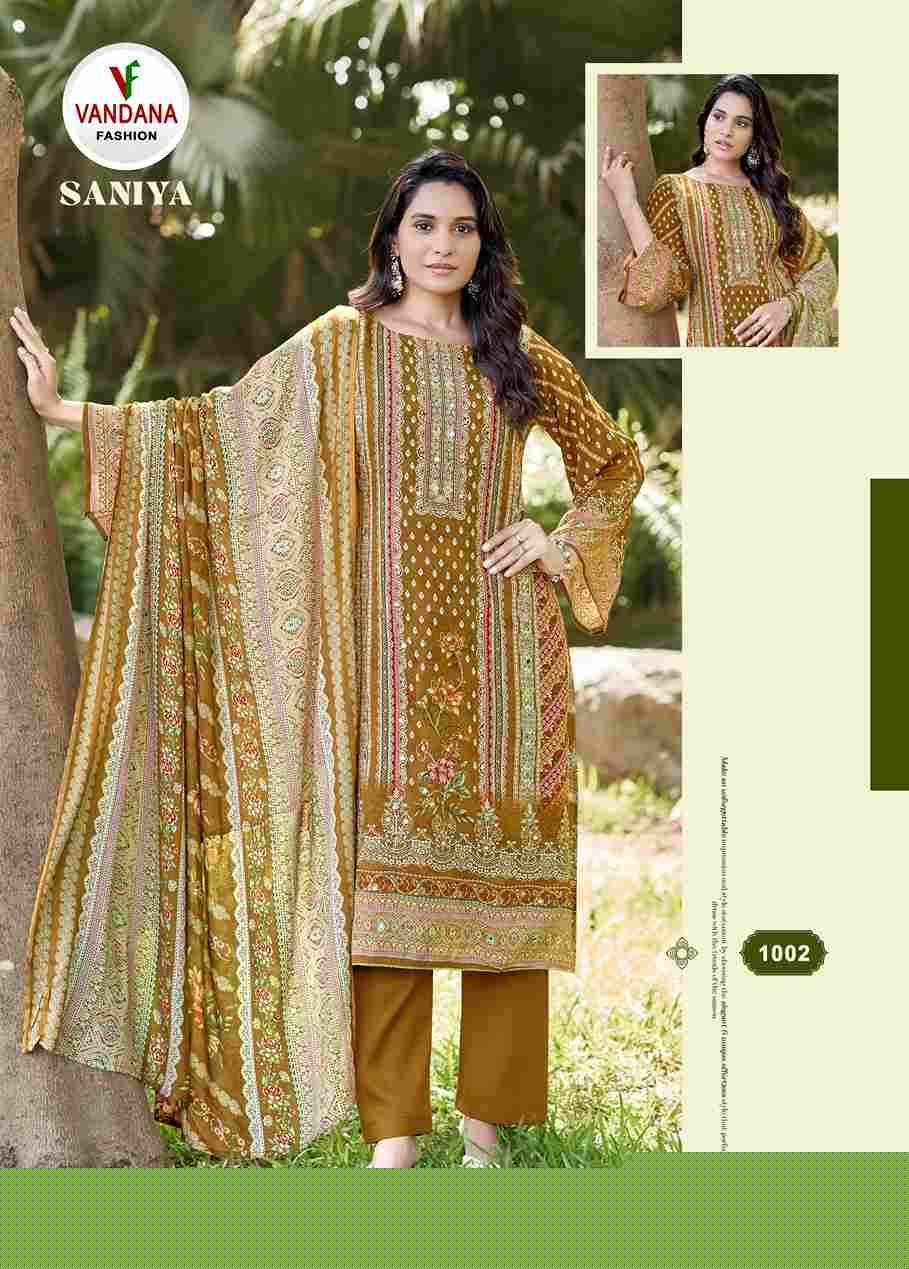 Saniya Vol-1 By Vandana Creation 1001 To 1006 Series Beautiful Festive Suits Stylish Fancy Colorful Casual Wear & Ethnic Wear Viscose Rayon Print Dresses At Wholesale Price