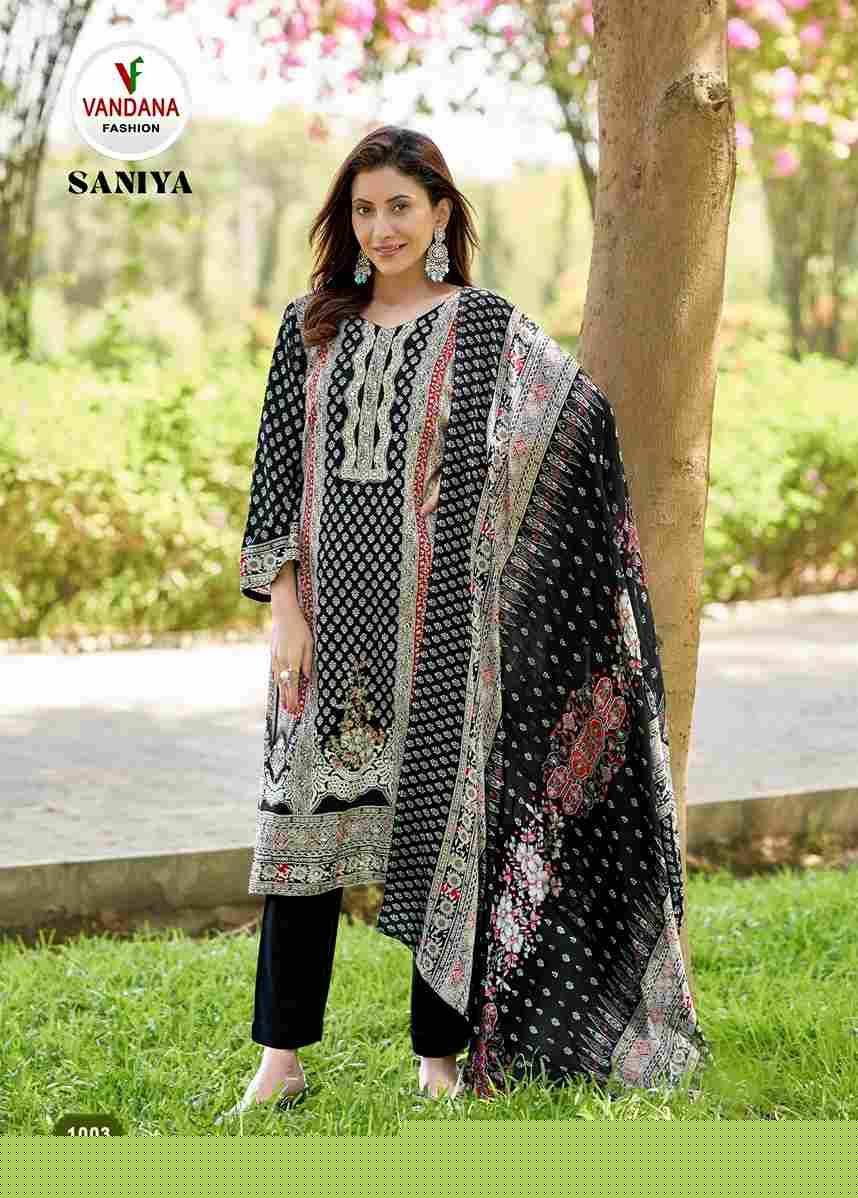 Saniya Vol-1 By Vandana Creation 1001 To 1006 Series Beautiful Festive Suits Stylish Fancy Colorful Casual Wear & Ethnic Wear Viscose Rayon Print Dresses At Wholesale Price