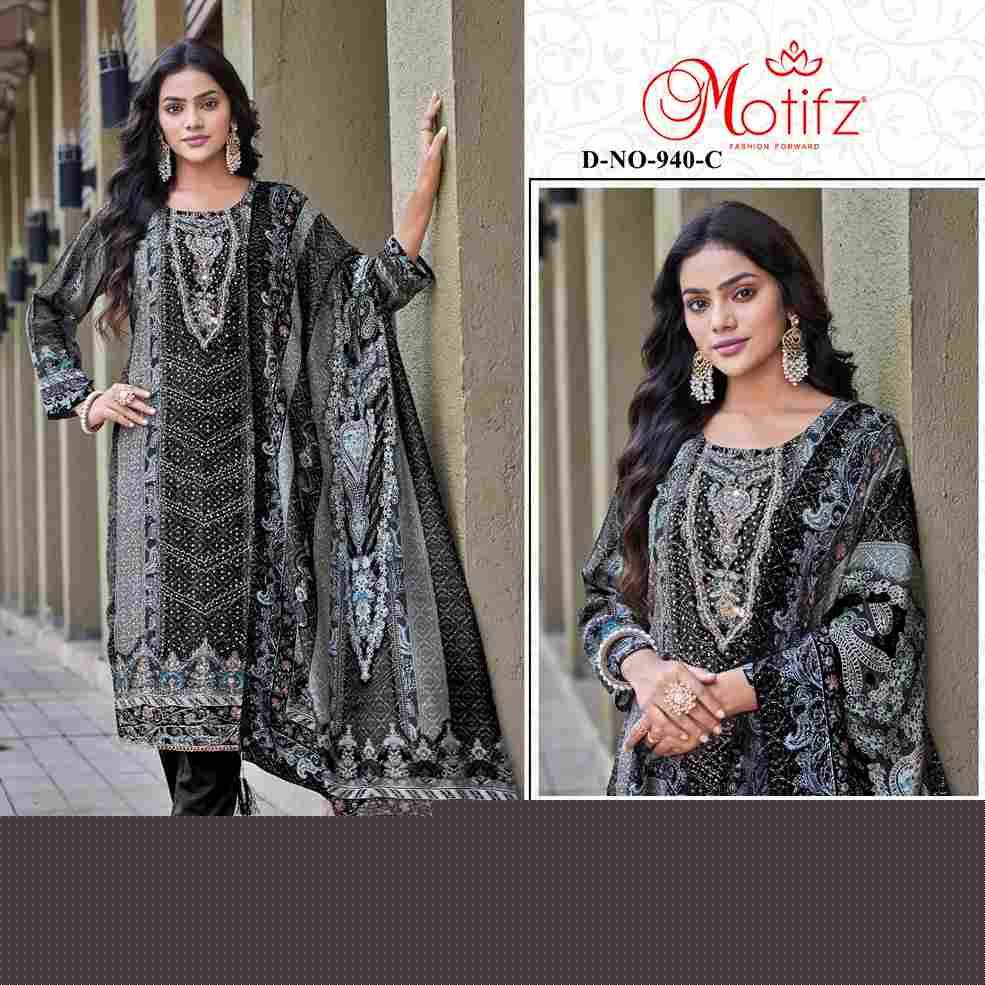 Motifz Hit Design 940 Colours By Motifz 940-A To 940-D Series Beautiful Pakistani Suits Colorful Stylish Fancy Casual Wear & Ethnic Wear Viscose Muslin Dresses At Wholesale Price