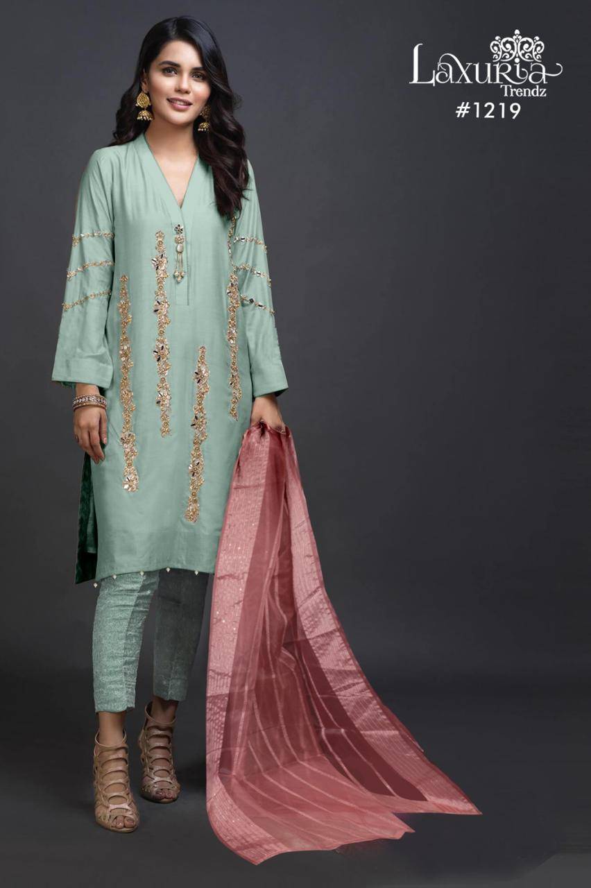 Luxuria Trendz 1219 Colours By Luxuria 1219-A To 1219-E Series Beautiful Pakistani Suits Colorful Stylish Fancy Casual Wear & Ethnic Wear Satin Dresses At Wholesale Price