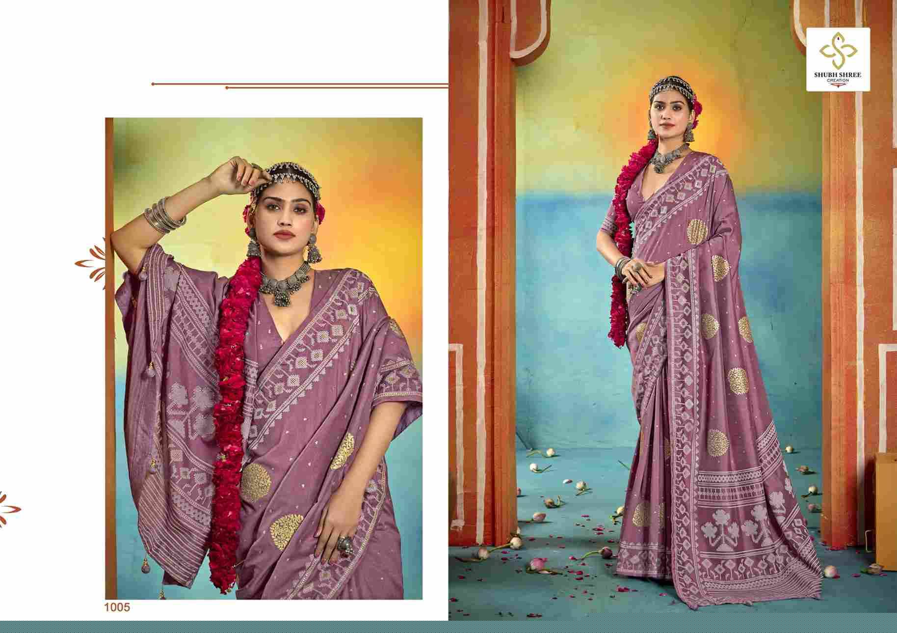Sarangi By Shubh Saree 1001 To 1012 Series Indian Traditional Wear Collection Beautiful Stylish Fancy Colorful Party Wear & Occasional Wear Velvet Tussar Silk Sarees At Wholesale Price