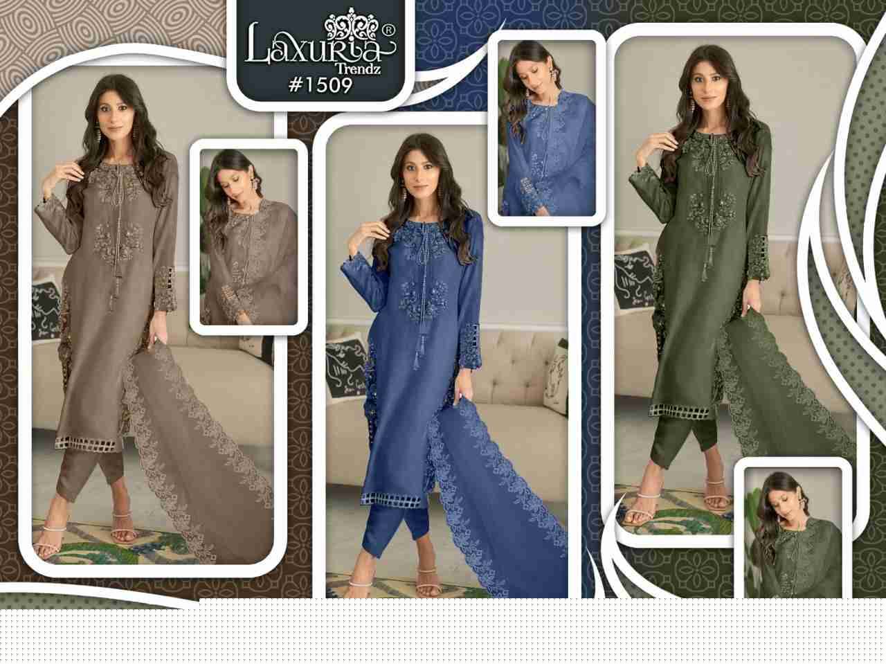 Luxuria Trendz 1509 Colours By Luxuria 1509-A To 1509-C Series Beautiful Pakistani Suits Colorful Stylish Fancy Casual Wear & Ethnic Wear Fancy Dresses At Wholesale Price