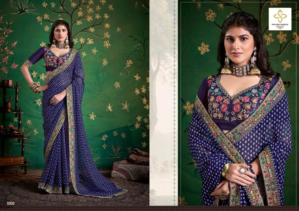 Iragai By Shubh Saree 1001 To 1008 Series Indian Traditional Wear Collection Beautiful Stylish Fancy Colorful Party Wear & Occasional Wear Georgette Sarees At Wholesale Price