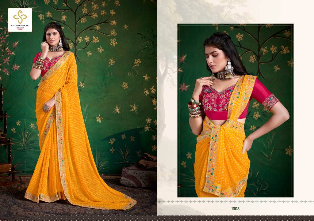 Iragai By Shubh Saree 1001 To 1008 Series Indian Traditional Wear Collection Beautiful Stylish Fancy Colorful Party Wear & Occasional Wear Georgette Sarees At Wholesale Price