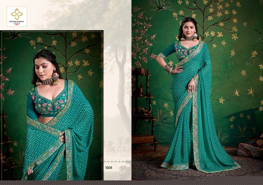 Iragai By Shubh Saree 1001 To 1008 Series Indian Traditional Wear Collection Beautiful Stylish Fancy Colorful Party Wear & Occasional Wear Georgette Sarees At Wholesale Price
