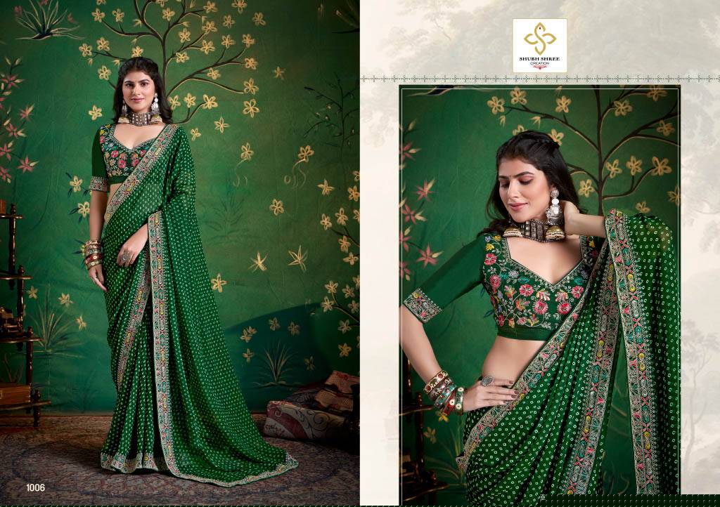Iragai By Shubh Saree 1001 To 1008 Series Indian Traditional Wear Collection Beautiful Stylish Fancy Colorful Party Wear & Occasional Wear Georgette Sarees At Wholesale Price