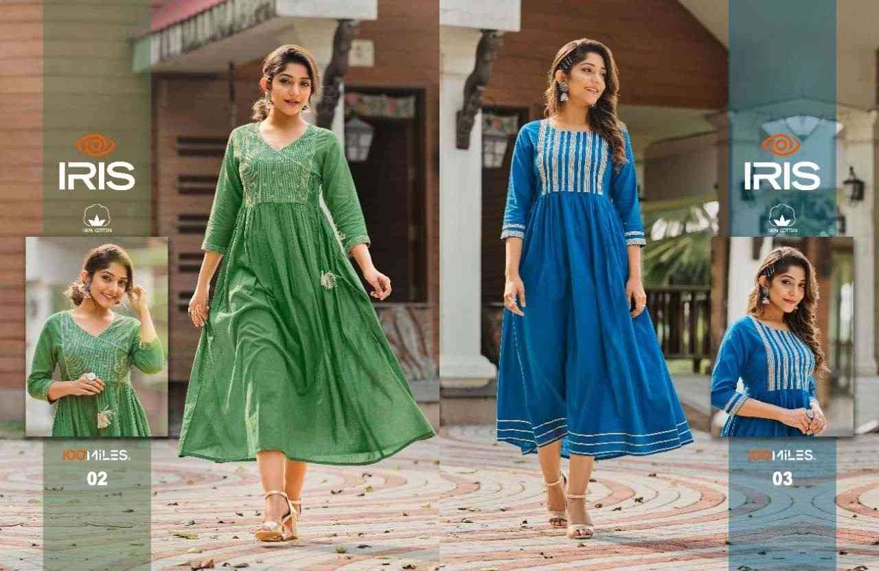 iris By 100 Miles 01 To 04 Series Designer Stylish Fancy Colorful Beautiful Party Wear & Ethnic Wear Collection Pure Cotton Kurtis At Wholesale Price