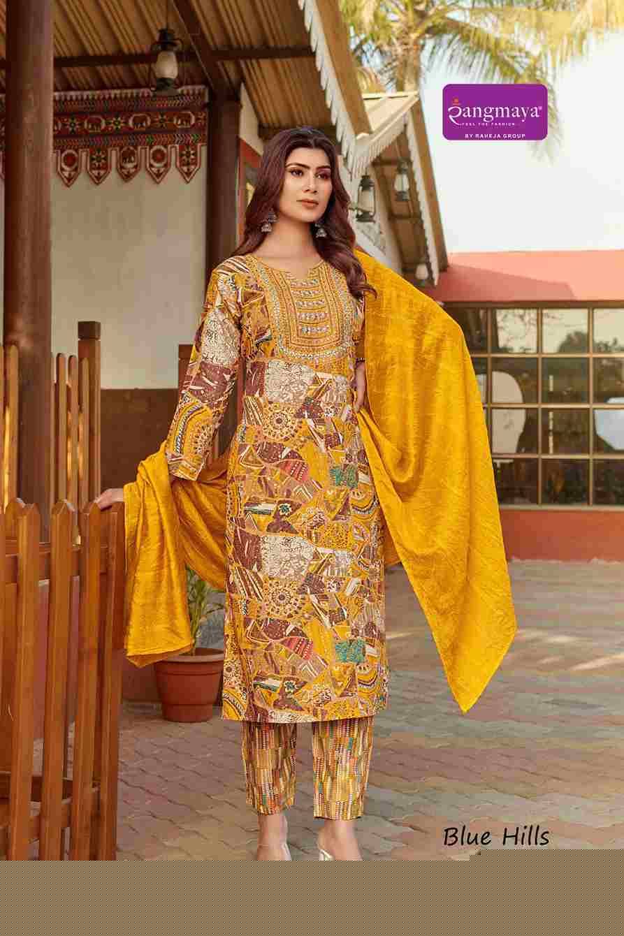 Blue Hills By Rangmaya 101 To 108 Series Designer Festive Suits Beautiful Stylish Fancy Colorful Party Wear & Occasional Wear Rayon Dresses At Wholesale Price