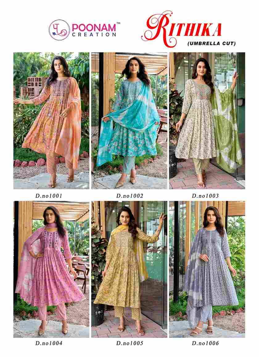Rithika By Poonam Creation 1001 To 1006 Series Designer Festive Suits Beautiful Stylish Fancy Colorful Party Wear & Occasional Wear Capsule Dresses At Wholesale Price
