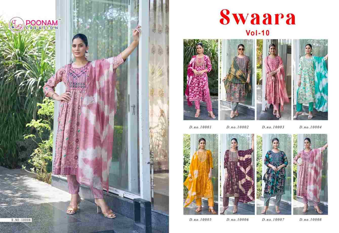 Swaara Vol-10 By Poonam Creation 10001 To 10008 Series Designer Festive Suits Beautiful Stylish Fancy Colorful Party Wear & Occasional Wear Heavy Capsule Dresses At Wholesale Price