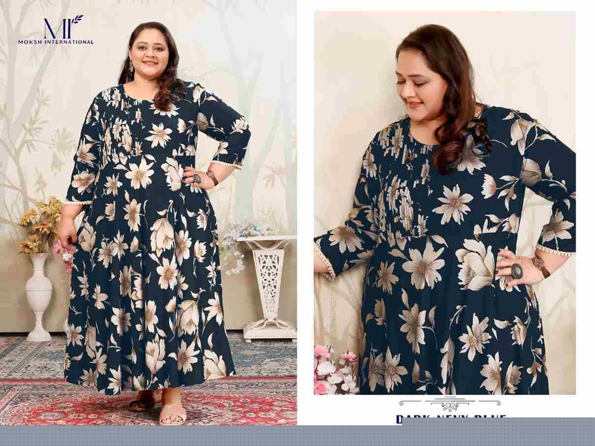 Plus Size Joy Vol-1 By Moksh International 8649 To 8652 Series Beautiful Stylish Fancy Colorful Casual Wear & Ethnic Wear Heavy Rayon Gown At Wholesale Price