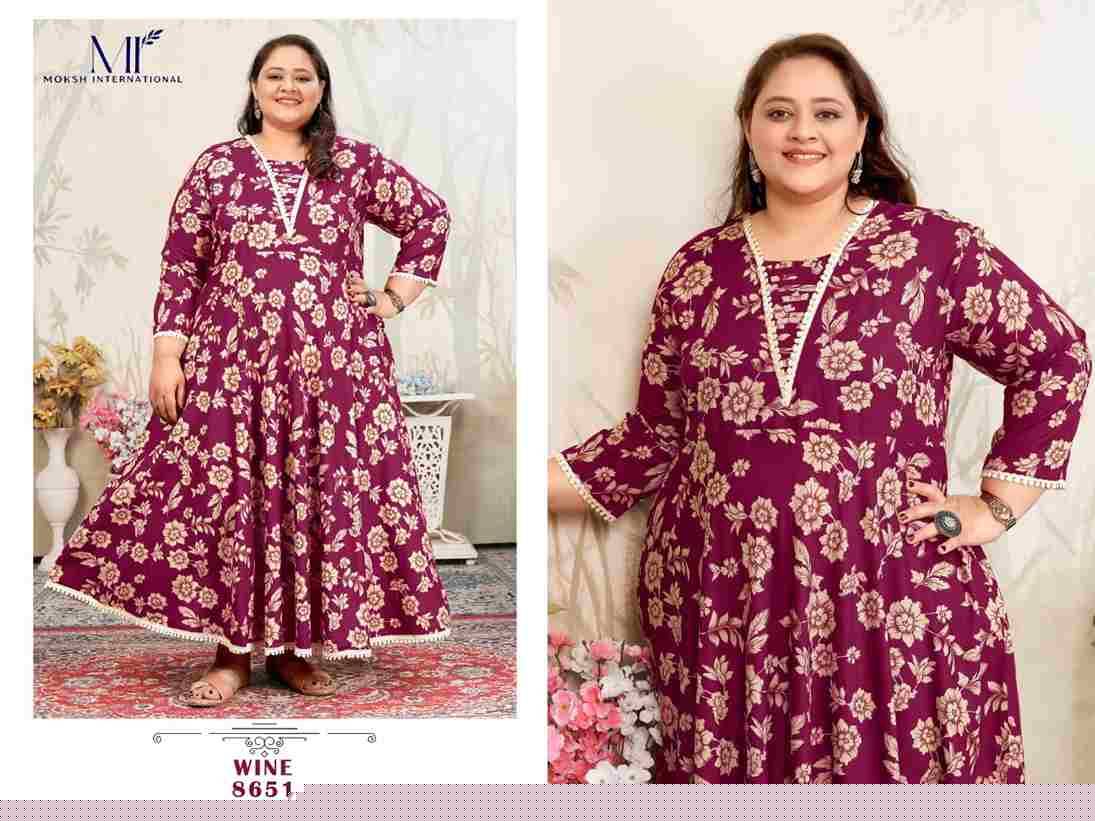 Plus Size Joy Vol-1 By Moksh International 8649 To 8652 Series Beautiful Stylish Fancy Colorful Casual Wear & Ethnic Wear Heavy Rayon Gown At Wholesale Price