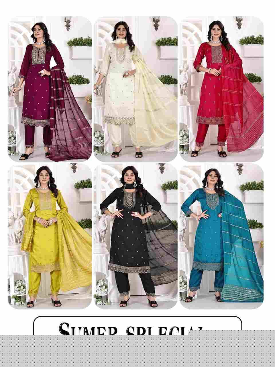 Summer Special Vol-1 By Padmavati Textiles 7001 To 7006 Series Designer Festive Suits Beautiful Stylish Fancy Colorful Party Wear & Occasional Wear Vichitra Silk Dresses At Wholesale Price