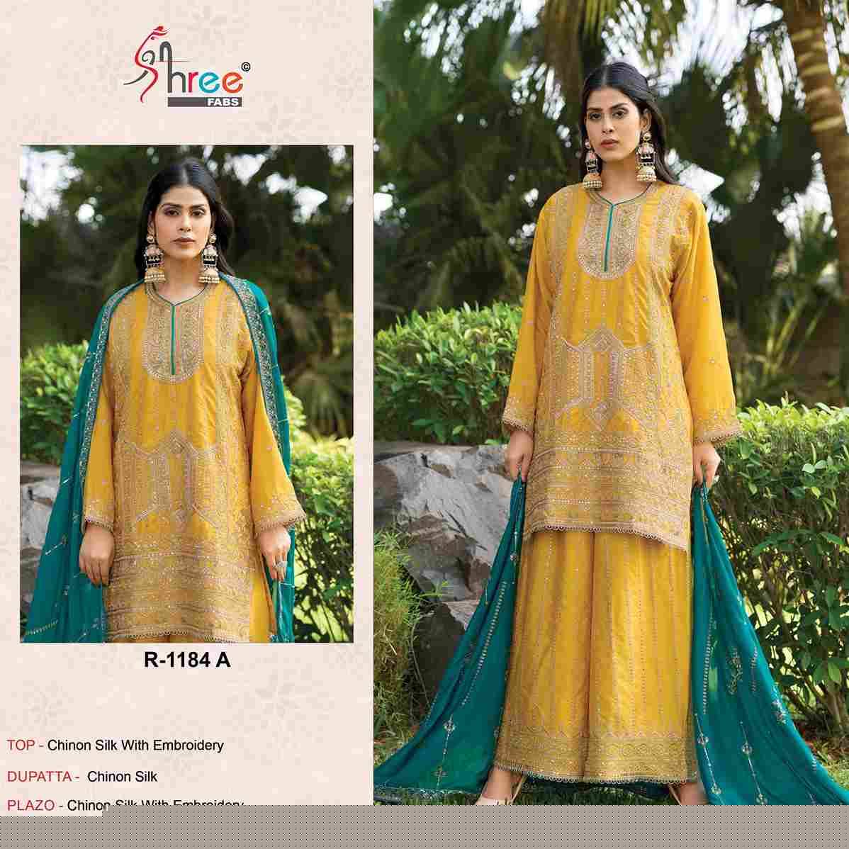Shree Fabs Hit Design R-1184 Colours By Shree Fabs R-1184-A To R-1184-D Series Beautiful Pakistani Suits Stylish Fancy Colorful Party Wear & Occasional Wear Chinnon Silk Embroidered Dresses At Wholesale Price