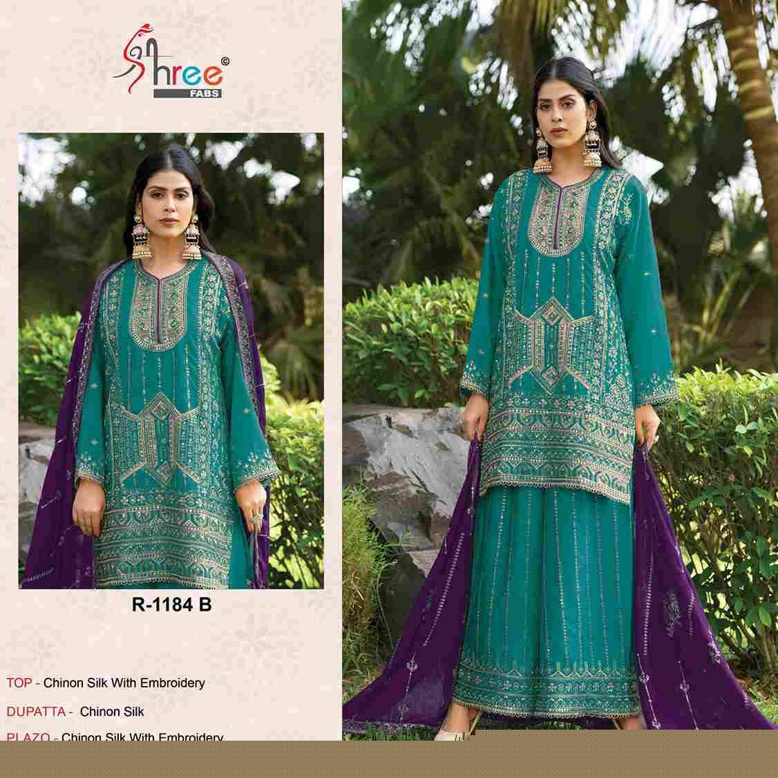 Shree Fabs Hit Design R-1184 Colours By Shree Fabs R-1184-A To R-1184-D Series Beautiful Pakistani Suits Stylish Fancy Colorful Party Wear & Occasional Wear Chinnon Silk Embroidered Dresses At Wholesale Price