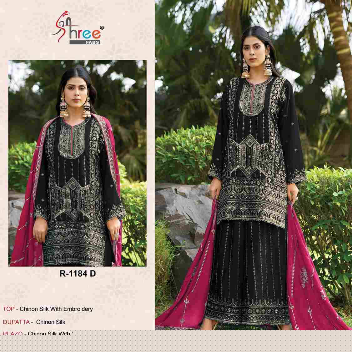 Shree Fabs Hit Design R-1184 Colours By Shree Fabs R-1184-A To R-1184-D Series Beautiful Pakistani Suits Stylish Fancy Colorful Party Wear & Occasional Wear Chinnon Silk Embroidered Dresses At Wholesale Price
