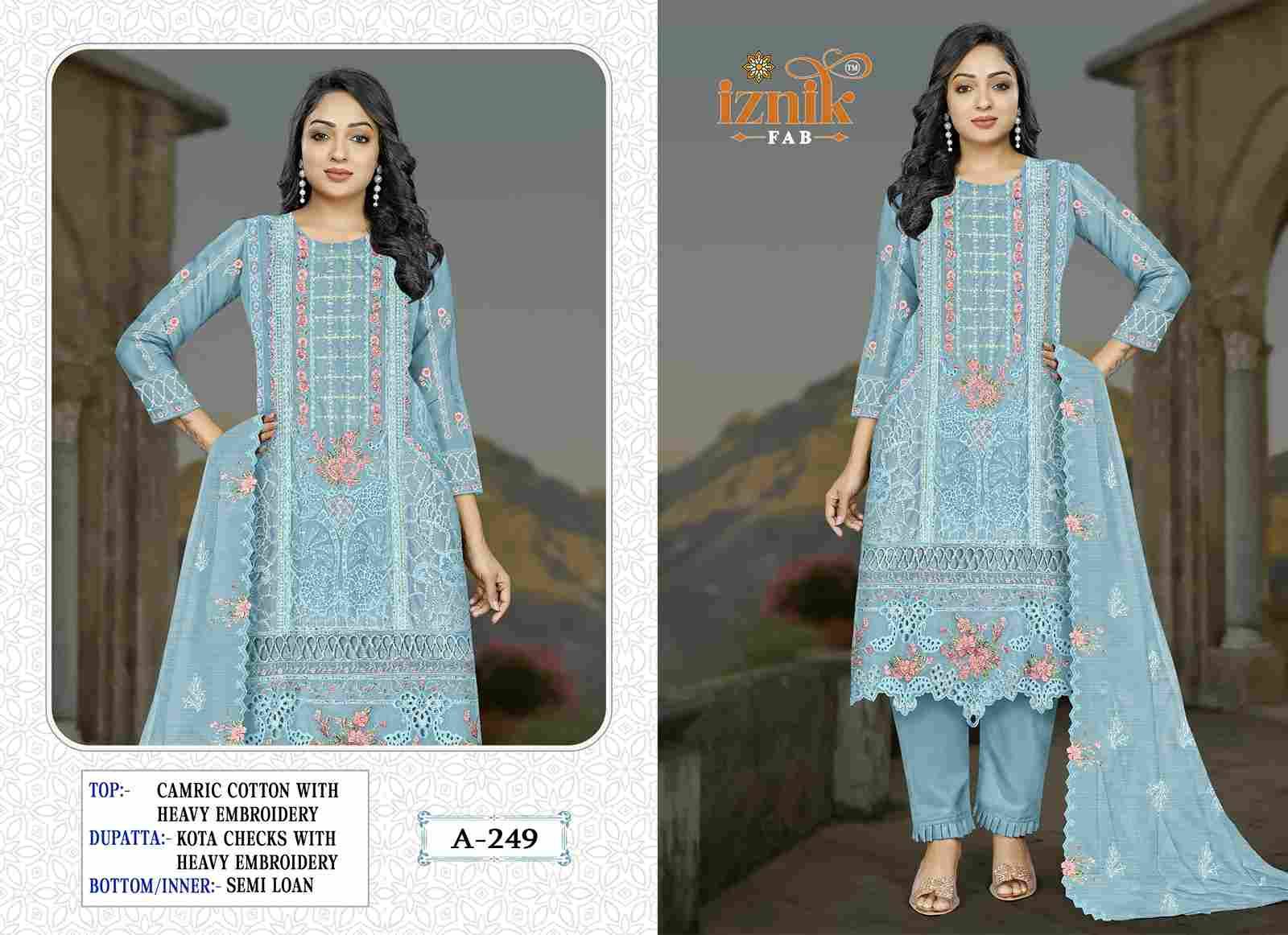 Iznik 249 Colours By Iznik Fab 249-A To 249-D Series Designer Pakistani Suits Beautiful Stylish Fancy Colorful Party Wear & Occasional Wear Cambric Cotton With Embroidery Dresses At Wholesale Price