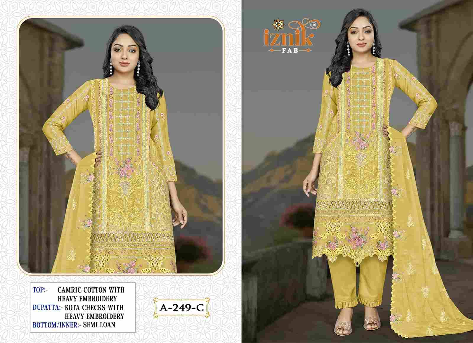 Iznik 249 Colours By Iznik Fab 249-A To 249-D Series Designer Pakistani Suits Beautiful Stylish Fancy Colorful Party Wear & Occasional Wear Cambric Cotton With Embroidery Dresses At Wholesale Price