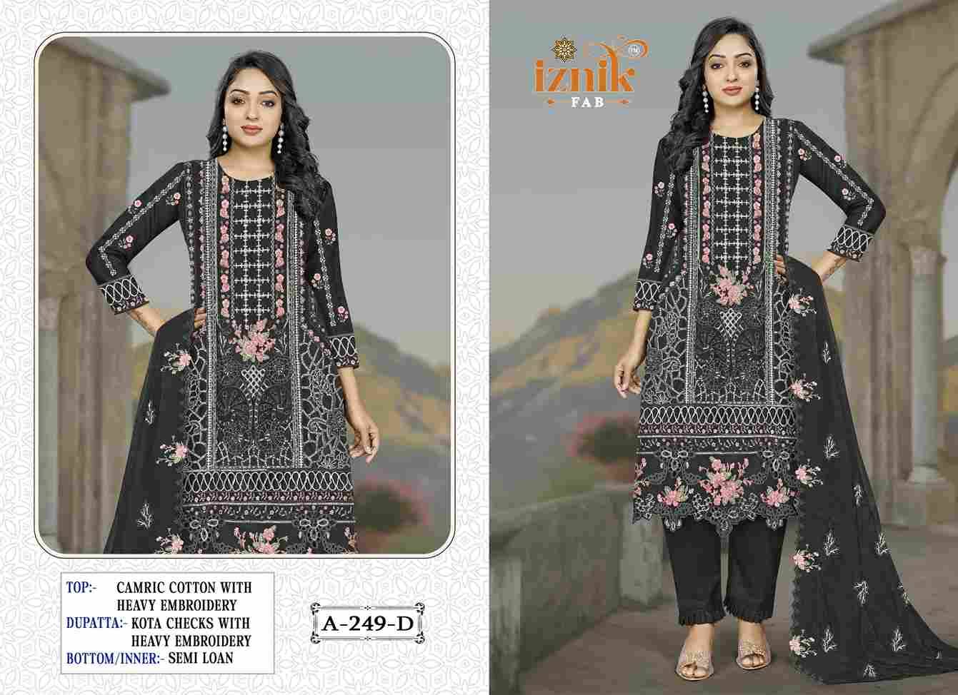 Iznik 249 Colours By Iznik Fab 249-A To 249-D Series Designer Pakistani Suits Beautiful Stylish Fancy Colorful Party Wear & Occasional Wear Cambric Cotton With Embroidery Dresses At Wholesale Price