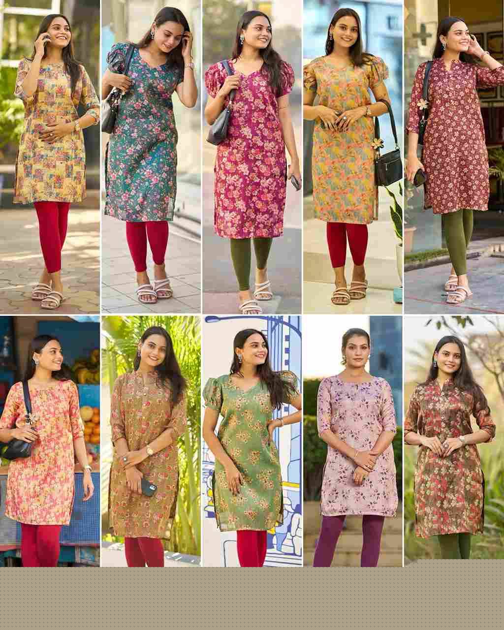 Rashmika By Kaamiri 01 To 10 Series Designer Stylish Fancy Colorful Beautiful Party Wear & Ethnic Wear Collection Simmer Silk Kurtis At Wholesale Price