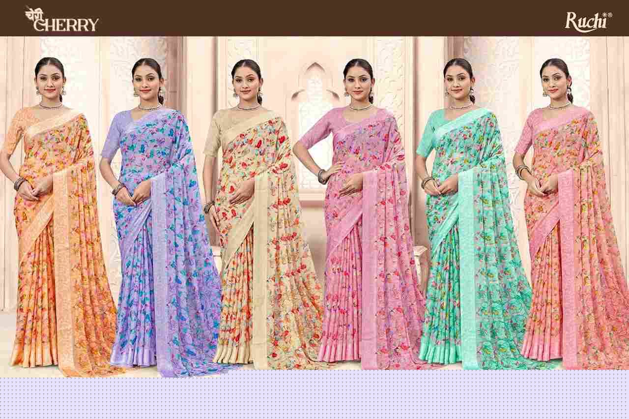 Cherry Vol-44 By Ruchi Sarees 40302-A To 40302-F Series Indian Traditional Wear Collection Beautiful Stylish Fancy Colorful Party Wear & Occasional Wear Chiffon Sarees At Wholesale Price