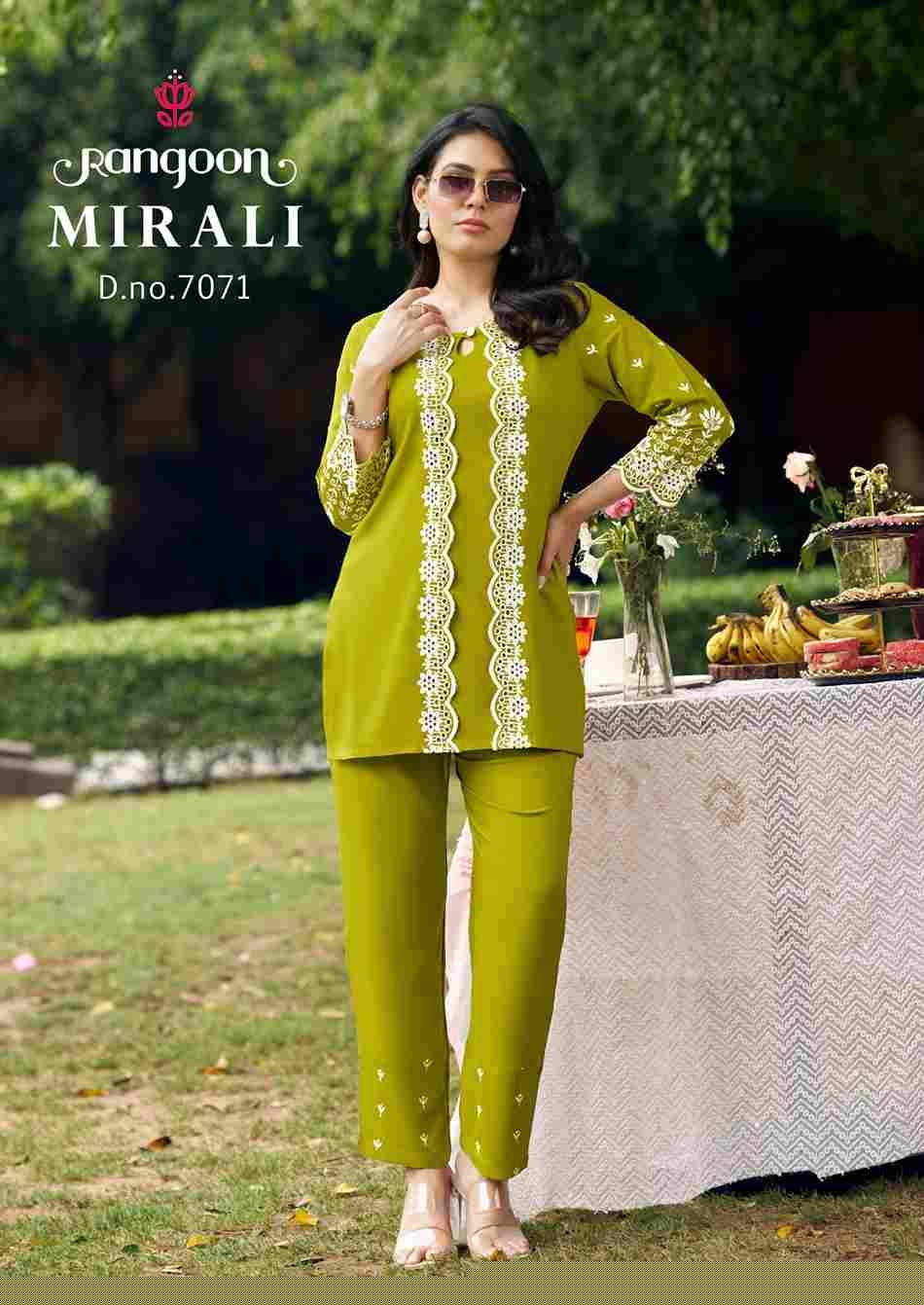 Mirali By Rangoon 7071 To 7074 Series Designer Stylish Fancy Colorful Beautiful Party Wear & Ethnic Wear Collection Viscose Rayon Co-Ords At Wholesale Price