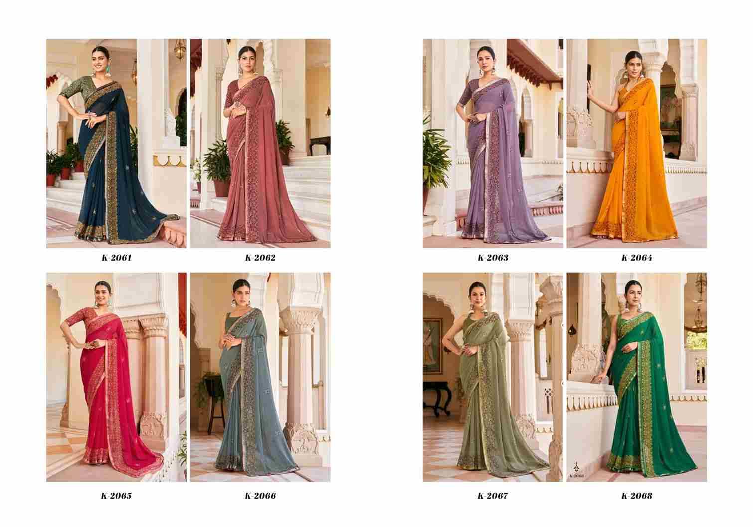 Suhana By Kreshva 2061 To 2068 Series Indian Traditional Wear Collection Beautiful Stylish Fancy Colorful Party Wear & Occasional Wear Georgette Sarees At Wholesale Price