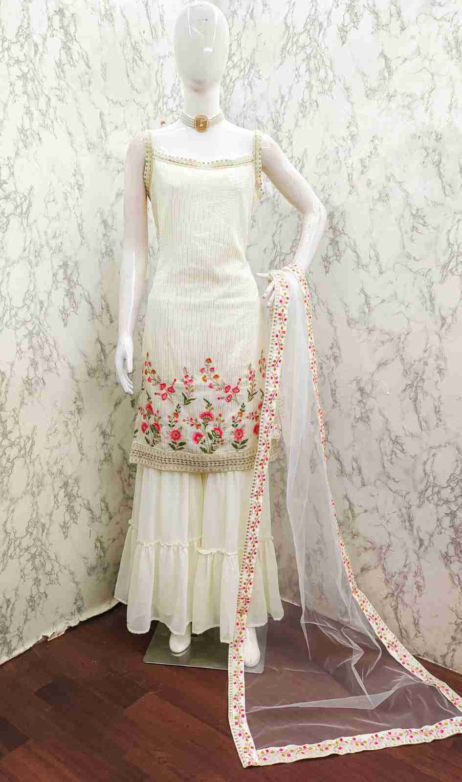 Thread Thrill 001 Colours By Thread Thrill 001-A To 001-D Series Beautiful Sharara Suits Colorful Stylish Fancy Casual Wear & Ethnic Wear Heavy Georgette Dresses At Wholesale Price