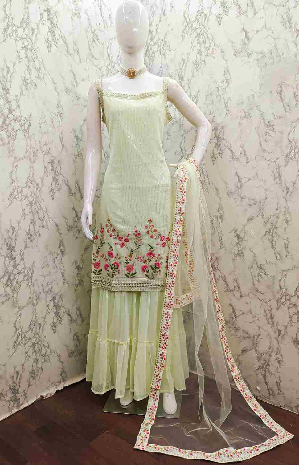 Thread Thrill 001 Colours By Thread Thrill 001-A To 001-D Series Beautiful Sharara Suits Colorful Stylish Fancy Casual Wear & Ethnic Wear Heavy Georgette Dresses At Wholesale Price